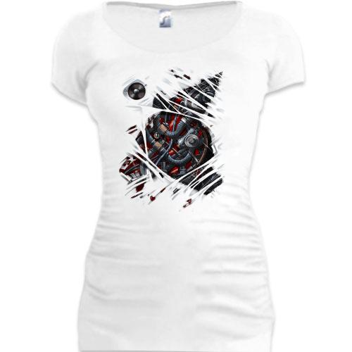 Женская удлиненная футболка Я - робот