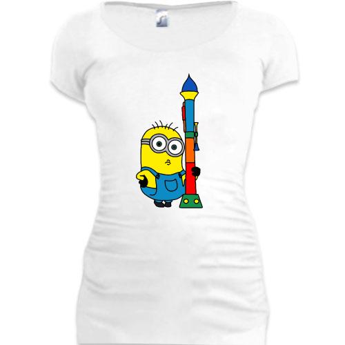 Женская удлиненная футболка Миньен с ракетой