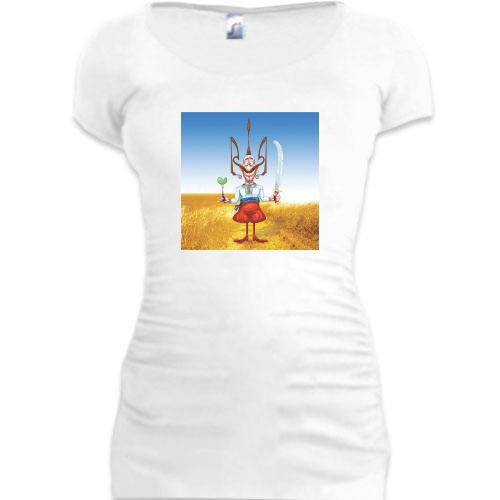 Женская удлиненная футболка Казак с гербом
