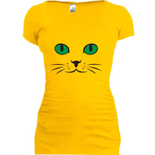 Подовжена футболка з котячими очима
