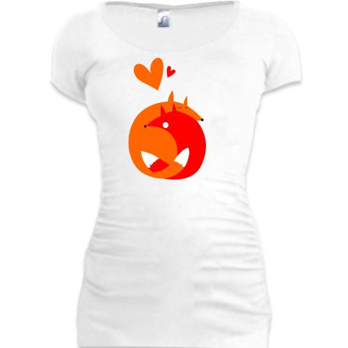 Женская удлиненная футболка с лисичками