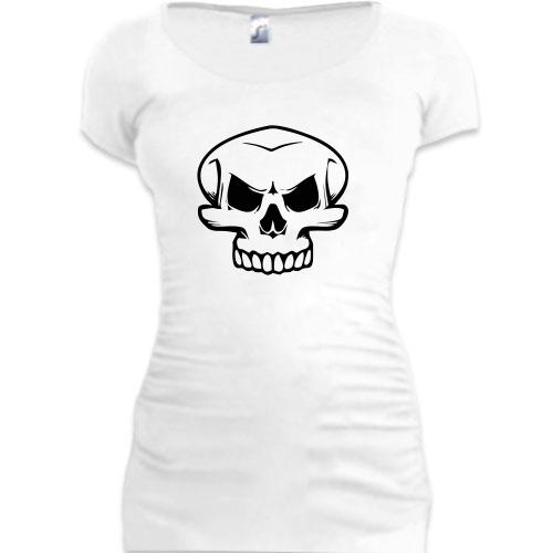 Женская удлиненная футболка с черепом (3)