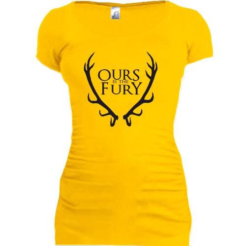Женская удлиненная футболка Ours Is the Fury (с гербом Баратеоно