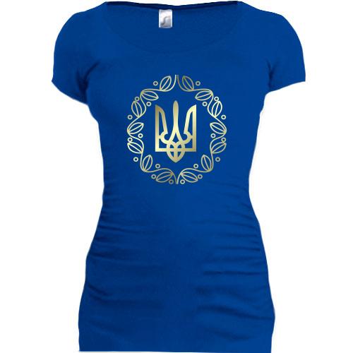 Женская удлиненная футболка с гербом УНР