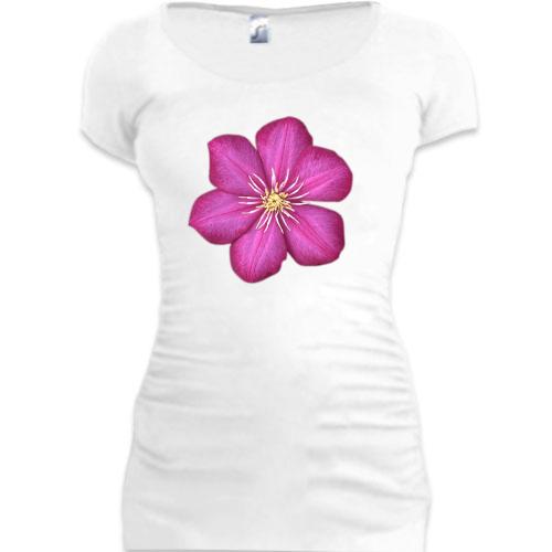 Женская удлиненная футболка с цветком