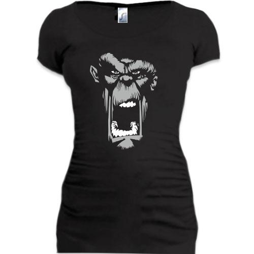 Женская удлиненная футболка с гориллой