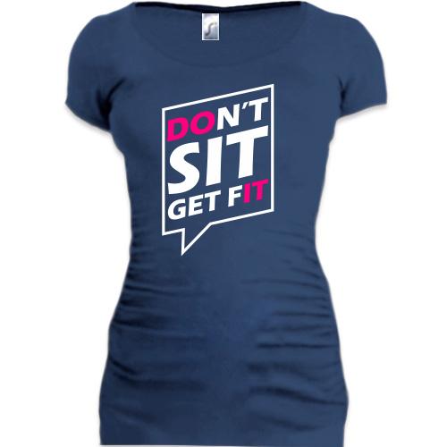 Женская удлиненная футболка Dont sit get fit