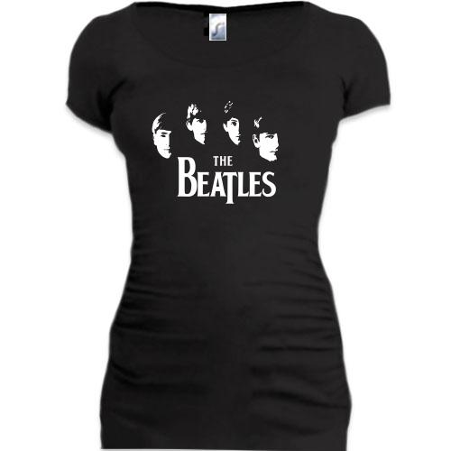 Женская удлиненная футболка The Beatles (лица) 2