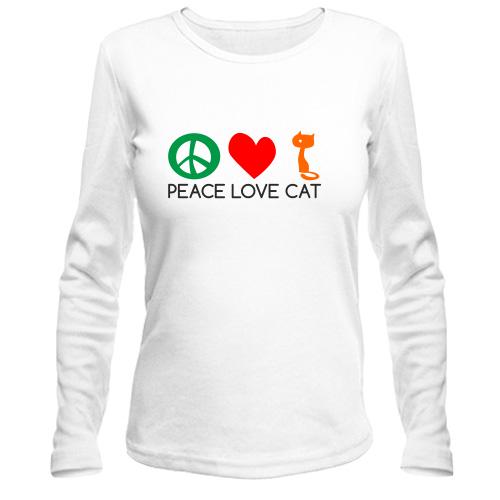 Жіночий лонгслів peace love cats