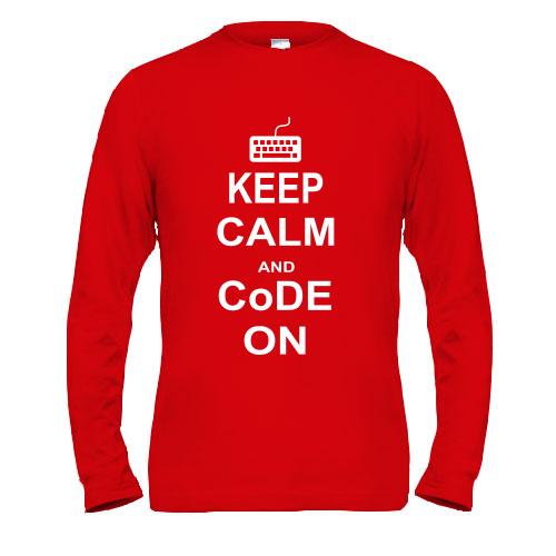 Чоловічий лонгслів Keep calm and code on