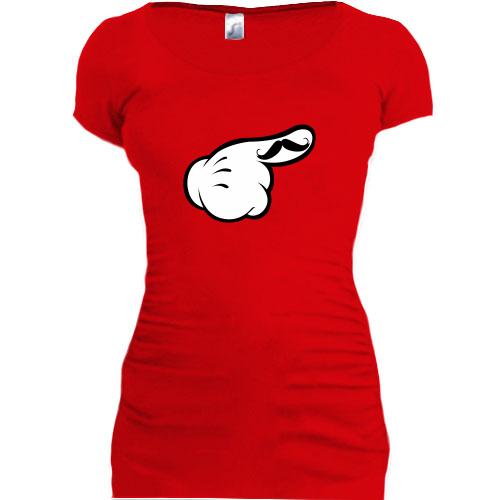Женская удлиненная футболка с рукой с усами