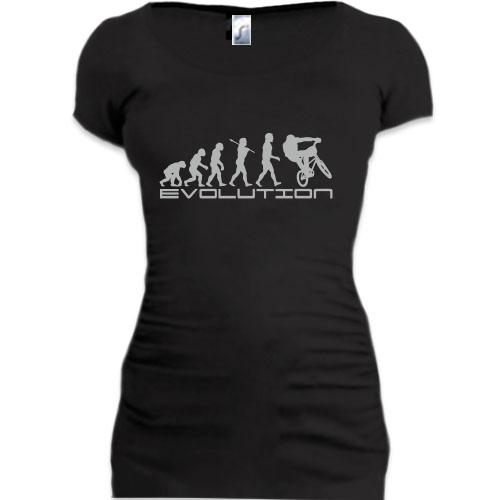 Женская удлиненная футболка Вело эволюция