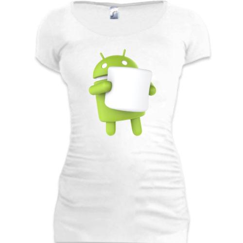 Женская удлиненная футболка Android 6 Marshmallow
