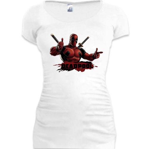 Женская удлиненная футболка DEADPOOL