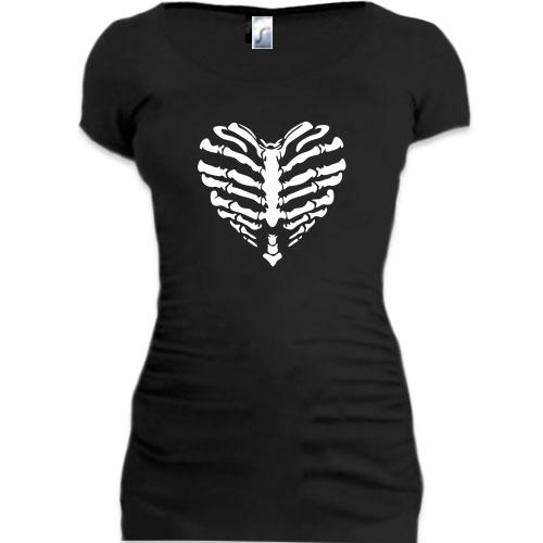 Женская удлиненная футболка с костяным сердцем