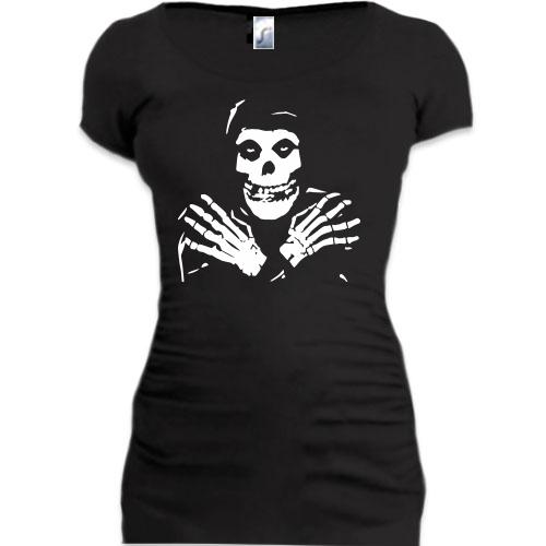 Женская удлиненная футболка The Misfits (скелет)