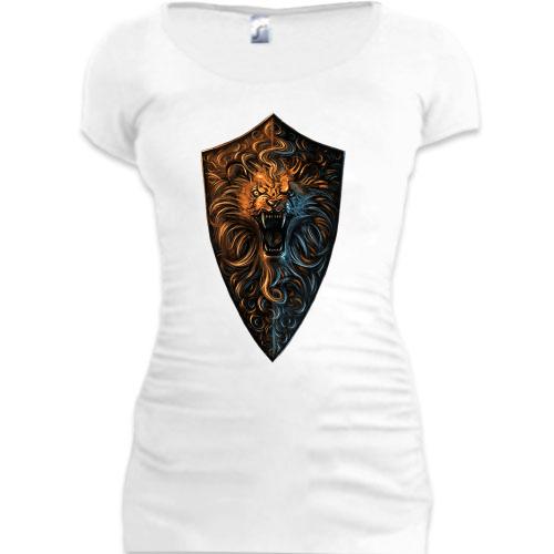 Женская удлиненная футболка Dark Souls (щит)