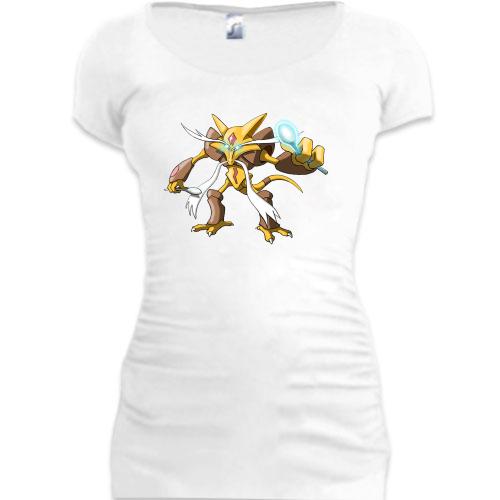 Женская удлиненная футболка с покемоном Алказам (Alakazam)