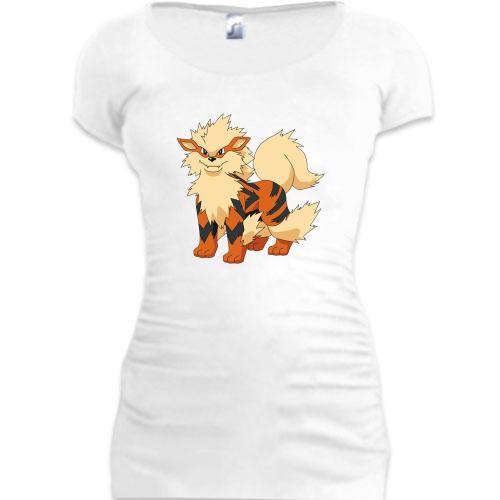 Женская удлиненная футболка с покемоном Арканайн (Arcanine)