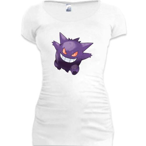 Женская удлиненная футболка с покемоном Генгар (Gengar)