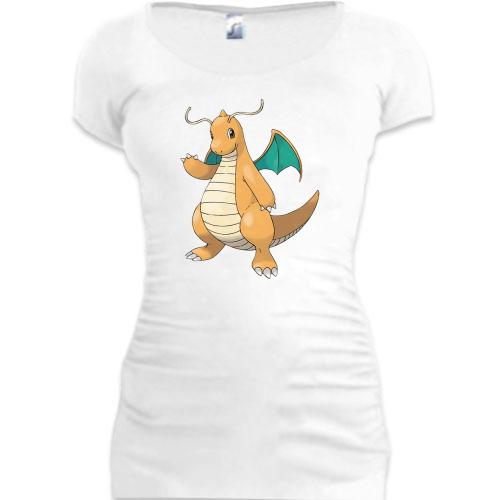 Женская удлиненная футболка с покемоном Драгонайт (Dragonite)