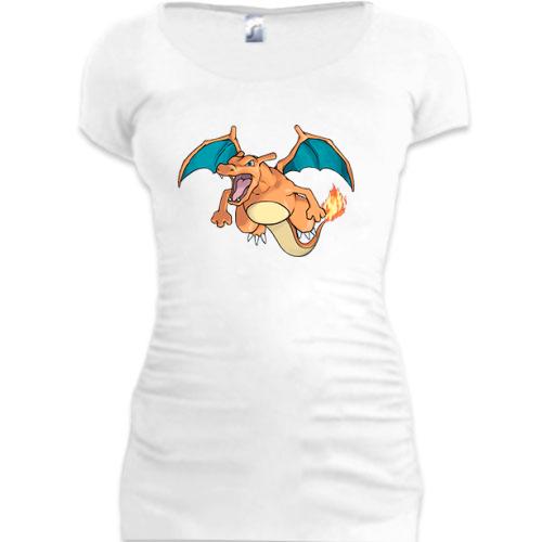 Женская удлиненная футболка с покемоном Чаризардом