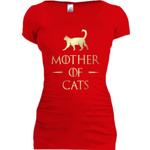 Женская удлиненная футболка Mother of cats (кошачья мама)