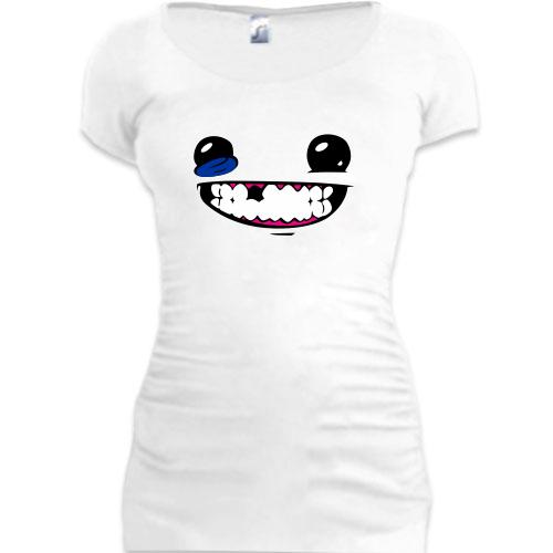 Женская удлиненная футболка со смайлом с подбитым глазом