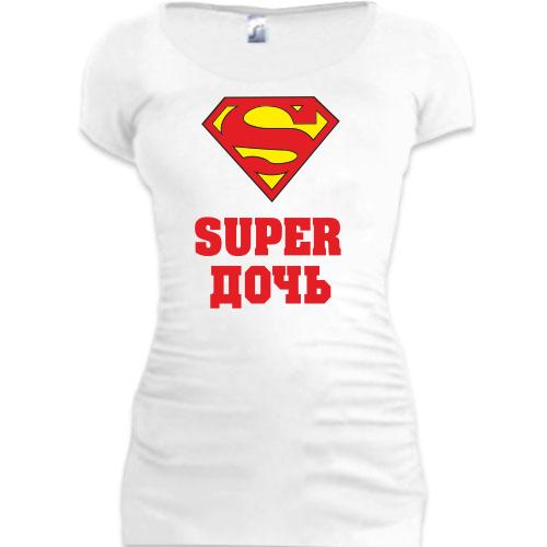 Женская удлиненная футболка Супер дочь