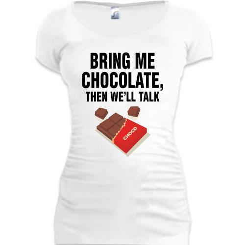 Женская удлиненная футболка Bring me chocolate