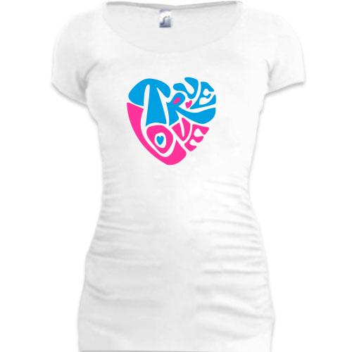 Женская удлиненная футболка True love сердце