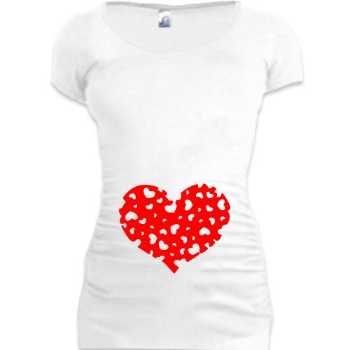 Женская удлиненная футболка Сердце