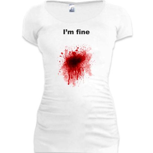 Женская удлиненная футболка I'm fine