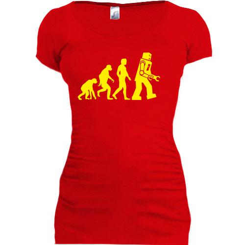 Женская удлиненная футболка Шелдона Robot evolution