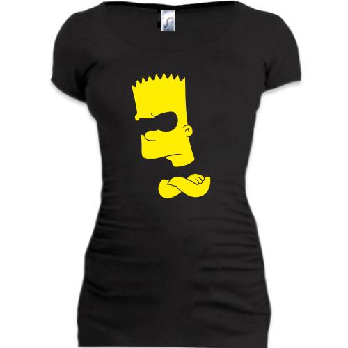 Женская удлиненная футболка Барт Симпсон силуэт