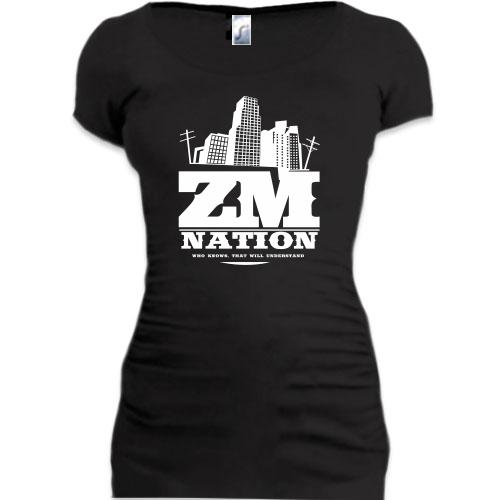 Женская удлиненная футболка ZM Nation высотки