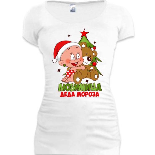Женская удлиненная футболка Любимица Деда Мороза