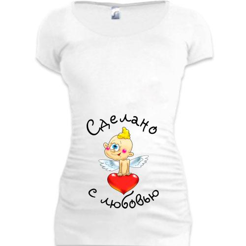 Женская удлиненная футболка для беременных Сделано с любовью (2)