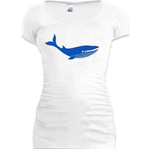 Женская удлиненная футболка с китом