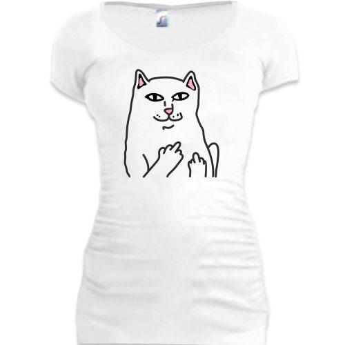 Женская удлиненная футболка Кот-фак