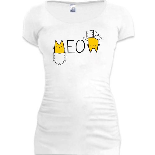 Женская удлиненная футболка MEOW