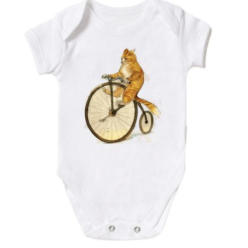Дитячий боді Кіт на велосипеді