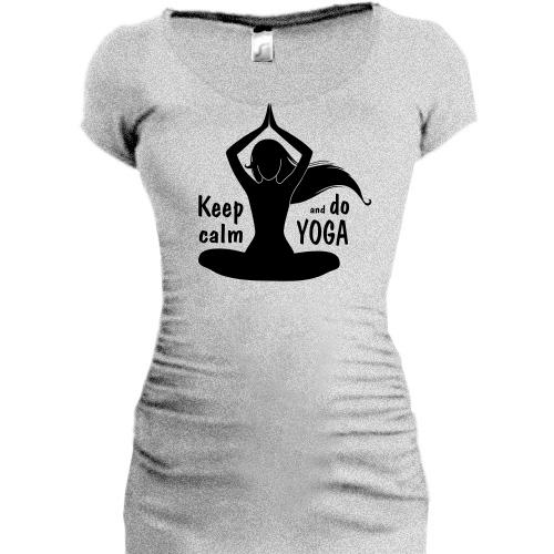 Женская удлиненная футболка Keep Calm an Do Yoga
