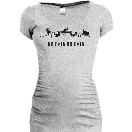 Женская удлиненная футболка No pain - no gain (4)