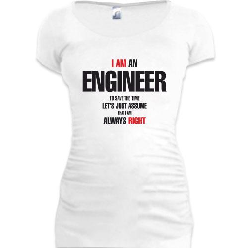 Женская удлиненная футболка Я инженер