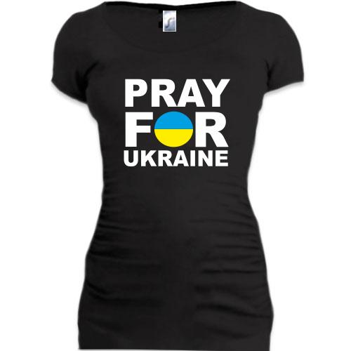 Женская удлиненная футболка Pray for Ukraine