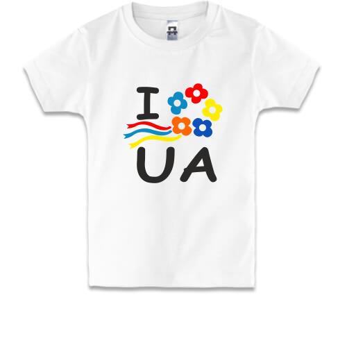 Детская футболка I love Ukraine с венком