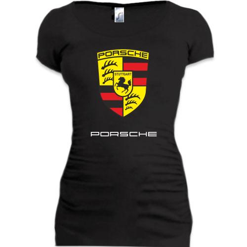 Женская удлиненная футболка Porsche