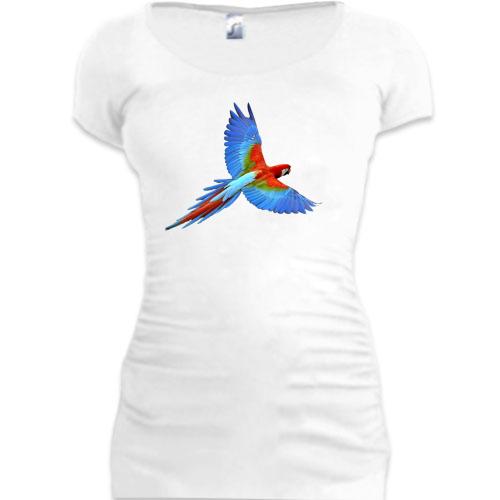 Женская удлиненная футболка с попугаем