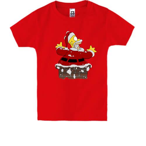 Детская футболка Гомер - Санта
